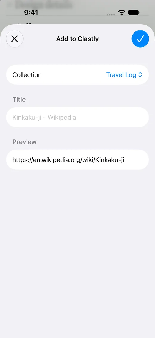 Add a page from Safari