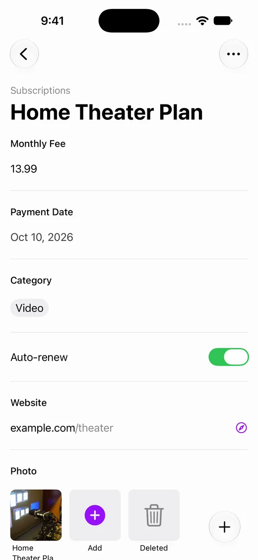 Open a service to check the next payment.