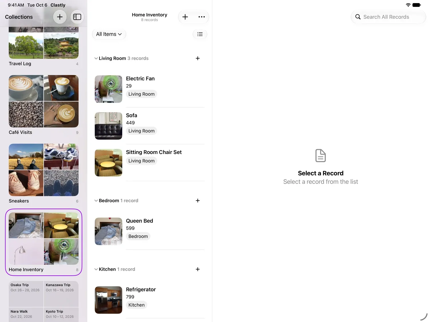 List view on iPad