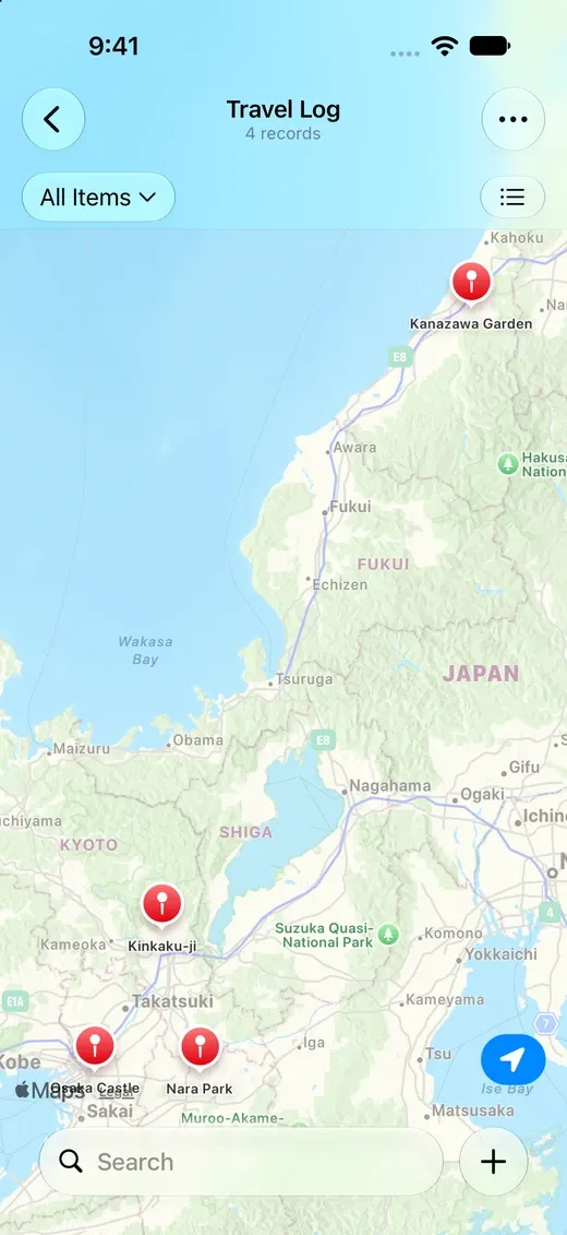 Map view on iPhone